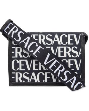 Versace Allover Logo Compact Belt Bag - Black