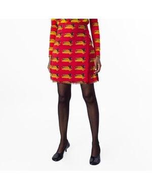 Burberry Duck Print Wool Mini Skirt, Brand Size 4 Us - Red