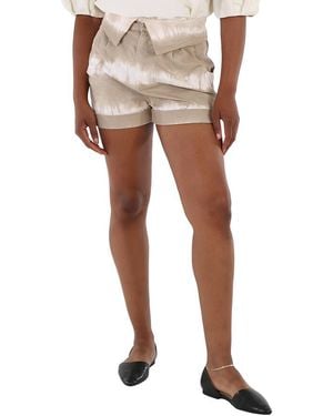 Stella McCartney Ladies Bamboo Safari Tie-Dye Denim Shorts, Waist - Natural