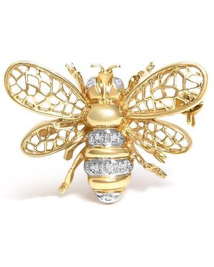 Haus of Brilliance 14K Diamond Accent Bumble Bee Brooch Convertible Pendant - Metallic