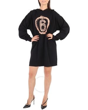 MM6 by Maison Martin Margiela Mm6 Ladies Snake Logo-Print Shirt Dress - Black