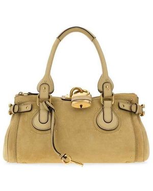 Chloé Mustard Suede Paddington Shopping Bag Dustybeige Borse A Tracolla - Metallic
