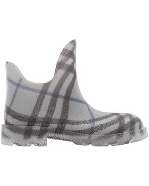 Burberry Check-Print Rubber Marsh Low Boots, Brand Size 40 (Us - Grey