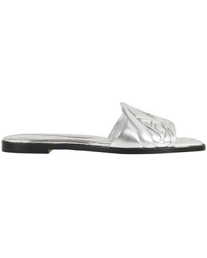 McQueen Embossed Seal Leather Slides, Brand Size 36 Us - White