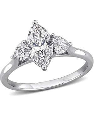 Created Forever 1 3/8Ct Tw Pear And Heart-Shaped Lab-Grown Diamond Four-Stone Ring With Side Accents - Metallic