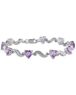 Amour 5 Ct Tgw Amethyst And Diamond Heart S-Link Bracelet - Metallic