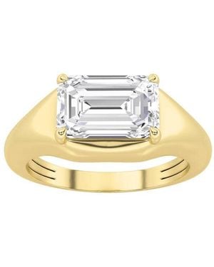 Mure And Co 2Ctw Emerald Shaped Lab Grown Diamond (F/Vs) East West Solitaire Ring - Metallic