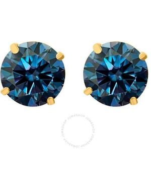 Maulijewels 1.00Ct 14K Gra Certified D-Vvs1 Round Moissanite Diamond Screw Back Studs Earrings For - Blue