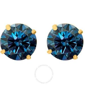 Maulijewels 1.00Ct 14K Gra Certified D-Vvs1 Round Moissanite Diamond Screw Back Studs Earrings For - Blue