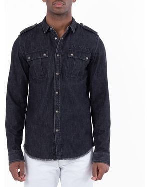 Balmain Long Sleeve Denim Shirt, Brand Size 39 (Neck - Blue