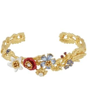 Les Nereides Pastoral Flowers Bouquet Bangle Bracelet - Metallic