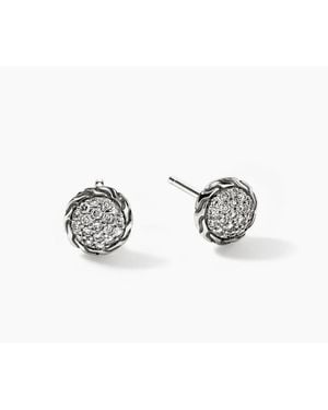 John Hardy Essential Pav Stud Earring, Sterling, Diamonds, 7Mm - Metallic