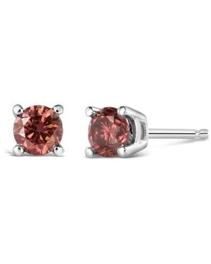 Haus of Brilliance 14k White Gold 1/3 Cttw 4-prong Set Round Brilliant-cut Pink Diamond Solitaire Stud Earrings