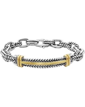 Tresorra Sterling & 18K Cable Id Link Bracelet - Metallic