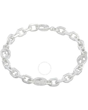 Gucci Interlocking G Motif Sterling Bracelet, Size 19 - Metallic