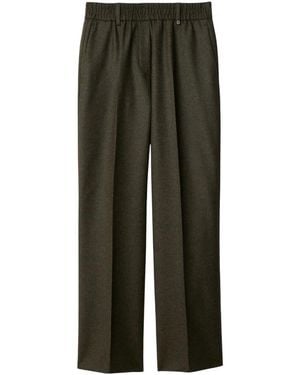 Burberry Elastic-Waist Wool Trousers, Brand Size 4 (Us - Green