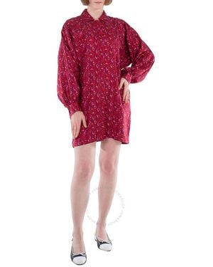 ワンピース MAX MARA Printed Silk Manna Shirt Dress Max Mara Shirt dress MANNA in silk with ruffles in white/ cognac