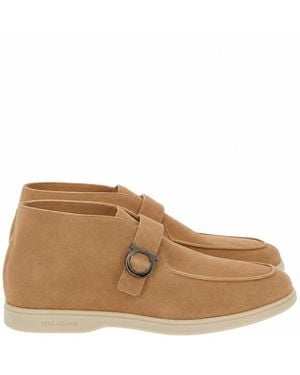 Ferragamo Gancini Buckle Desert Boots - Blue