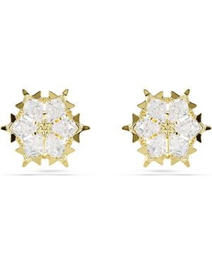 Swarovski Magic Stud Earrings, Mixed Cuts, Snowflake, 18K Finish - Metallic