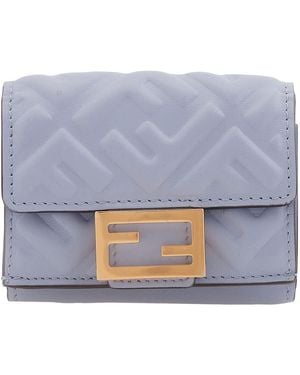 ヘアアクセサリー FENDI Micro Trifold Baguette wallet in jacquard FF denim eff Baguette Micro Trifold Fabric Blue | Fendi