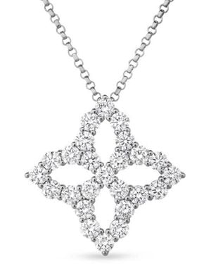 Roberto Coin 18K Diamond Princess Outline Large Flower Necklace - Metallic