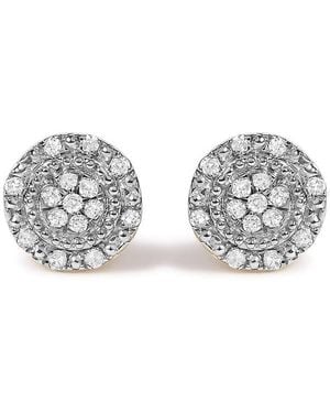 Haus of Brilliance 10K 1/7 Cttw Diamond Beaded Halo Stud Earrings - Metallic