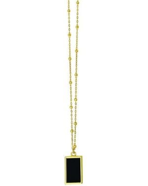 Tresorra 14K Onyx Geometric Rectangle Pendant Necklace - Metallic