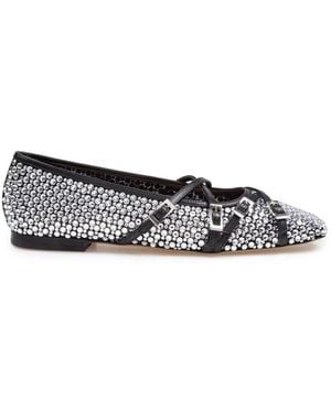 Mach & Mach Crystal Net Ballet Flats - Black