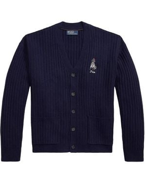 Polo Ralph Lauren Relaxed Fit Dog Motif Cardigan - Blue