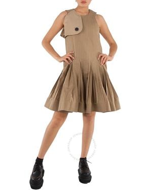 Sacai Storm-flap Pleated-skirt Dress - Natural