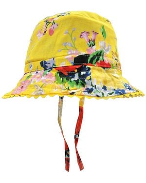 Zimmermann Floral-Print Drawstring Bucket Hat - Yellow