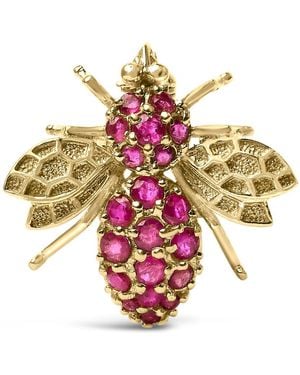 Haus of Brilliance 14K Ruby Bee Brooch Pin - Metallic