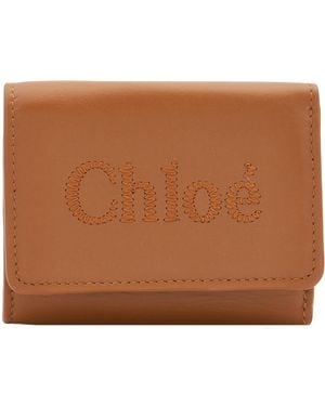 Chloé Small Tri-Fold Leather Wallet - Brown