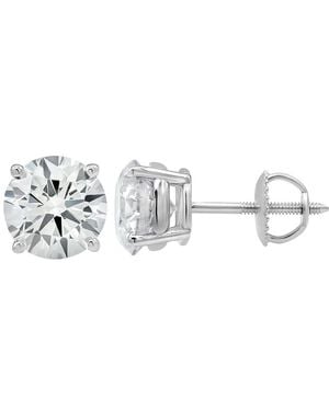 Brilliant Diamond 14Kt 3.00 Carat Round Cut Lab Grown Diamond Stud Earrings For - Metallic