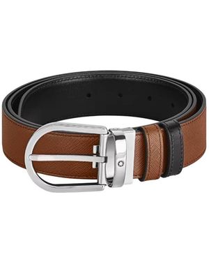 Montblanc Sartorial Leather Horseshoe 35Mm Reversible Belt - Brown