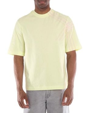 Burberry Check Sleeve Cotton T-Shirt - Yellow