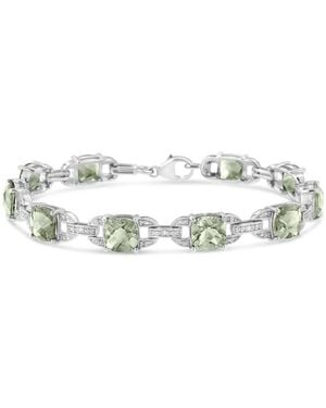 Haus of Brilliance 925 Sterling 7X7 Mm Cushion Cut Amethyst And 1/20 Cttw Diamond Fashion Tennis Bracelet - Metallic