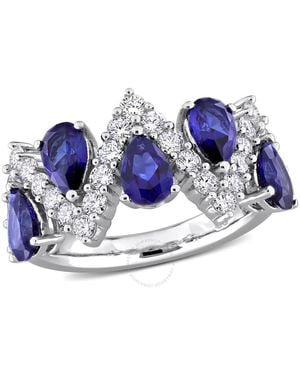 Created Forever 3 1/2Ct Tgw Created Sapphire And /8Ct Tw Lab-Grown Diamond Semi-Eternity Ring - Blue
