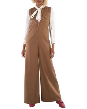 Burberry Ladies Warm Walnut Neave Wool Jumpsuit, Brand Size 4 (Us - Brown