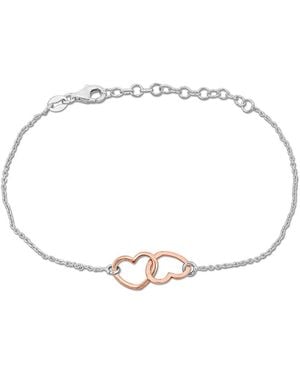 Amour Double Heart Charm Chain Bracelet - Metallic
