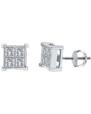 DiamondMuse Diamond Muse 1.00 Cttw 14Kt Princess Cut Diamond Stud Earrings For - Metallic