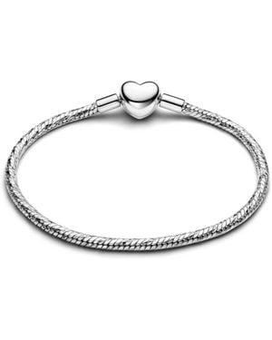 PANDORA Heart Clasp Faceted Snake Chain Bracelet - Metallic