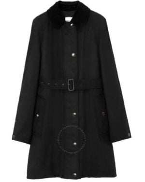 Burberry Cotton Ekd Embroidered Waxed Coat - Black