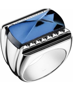 Baccarat 's Louxor Sterling Silver Blue Crystal Ring 2808043