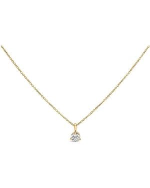 Haus of Brilliance 14K 3/8 Cttw 3 Prong Martini Set Round Diamond Solitaire Pendant Necklace - Metallic