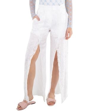 Burberry Floral Motif Viscose Pants, Brand Size 2 (Us - White