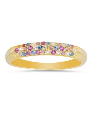 Kylie Harper 14K Over Petite Pastel Multi-Color Pave Cz Band Ring - Metallic
