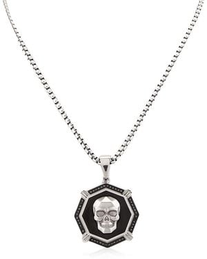 Robert Alton 1/4Ctw Diamond Stainless Steel With Finish Skull Pendant - Metallic