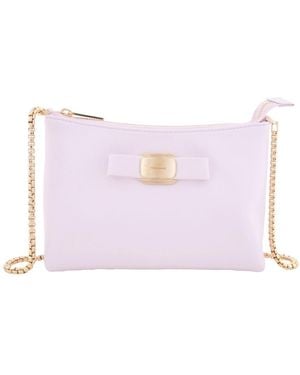 Ferragamo Logo-Plaque Mini Leather Shoulder Bag - Purple