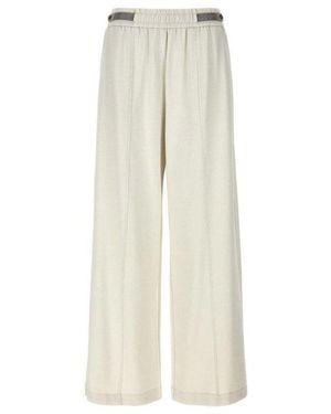 Brunello Cucinelli Off Relaxed Cotton Trousers, Size Large - Natural